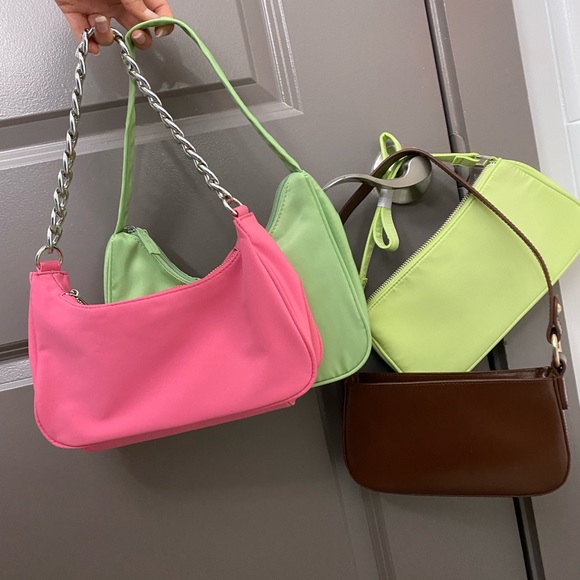 ASOS Leather 90s shoulder Bag Handbag Purse Rectangle Chocolate Brown Gold NWT - Picture 12 of 16